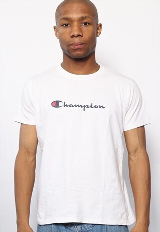 VINTAGE CHAMPION BIG LOGO SPELLOUT T-SHIRT WHITE