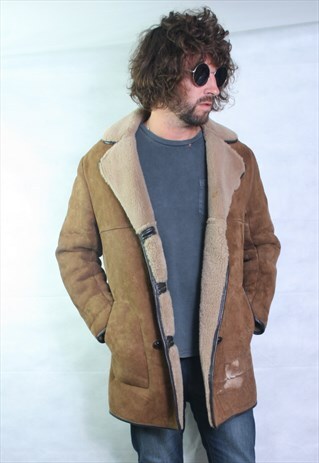 VINTAGE SUEDE SHEEPSKIN SHERLING LINED COAT