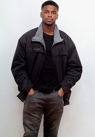 COLUMBIA VINTAGE WATERPROOF WINDBREAKER JACKET IN BLACK