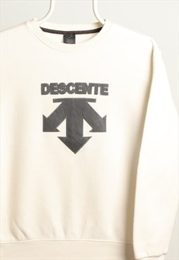 Descente Vintage Crewneck Leather Logo Sweatshirt Cream