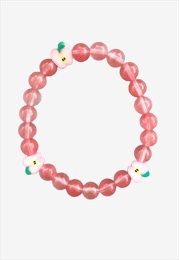 Peach Delight Pink Cherry Quartz Beaded Gemstone Bracelet