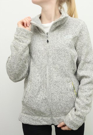 THE NORTH FACE - GREY EMBROIDERED FLEECE JUMPER - MEDIUM