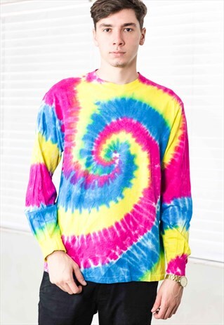 VINTAGE TIE DYE LONGSLEEVE T-SHIRT 90S L 8.2