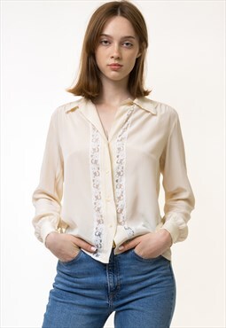 80s Vintage Woman Celine Silky Top Shirt Top Blouse 5483