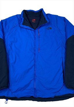 Blue the north face logo embroilery full zip up jacket