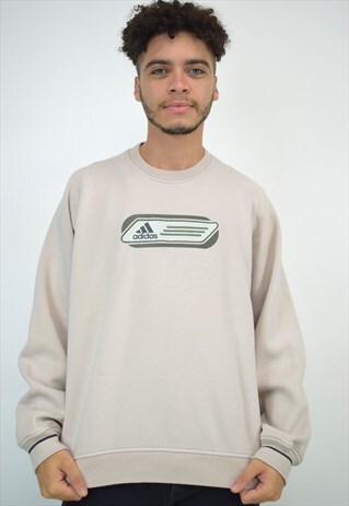 VINTAGE 90S ADIDAS BEIGE PINK LOGO SWEATER