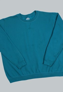 Vintage 90's Sweatshirt Blue Plain Jumper XLarge