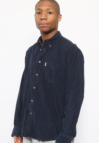VINTAGE FILA CORDUROY SHIRT NAVY BLUE