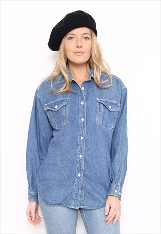 VINTAGE 90S BLUE DENIM COTTON SHIRT