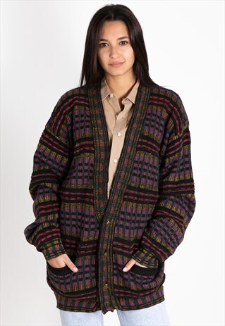 VINTAGE 80S COOGI STYLE KNITTED CARDIGAN / S0280