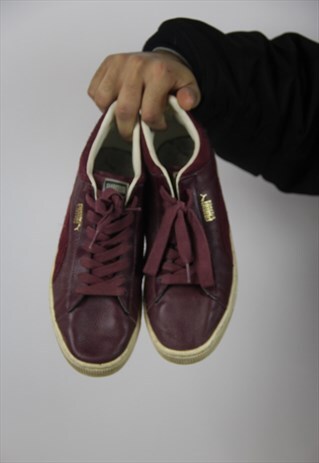 VINTAGE PUMA MAROON LEATHER TRAINERS