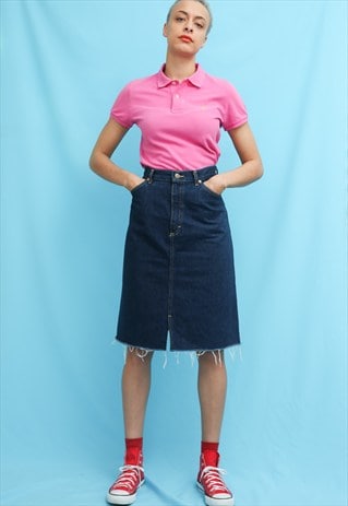 70S VINTAGE LEE DENIM HIGH WAIST CUT OFF SKIRT