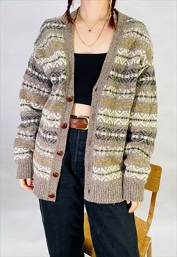 Vintage Size XL Knitted Cardigan in Multi