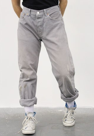 VINTAGE LEVI'S 501 GREY PAINT MOM JEANS