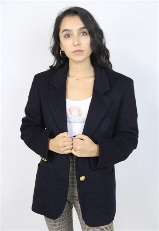 VINTAGE 90S TRUSSARDI JEANS NAVY BLAZER