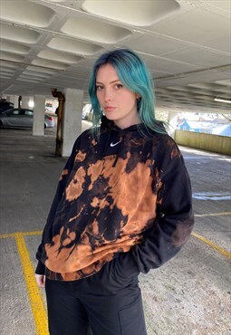 Vintage 90s Nike Embroidered Black Rework Hoodie