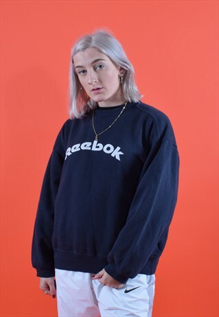 NAVY REEBOK EMBROIDERED SWEATSHIRT