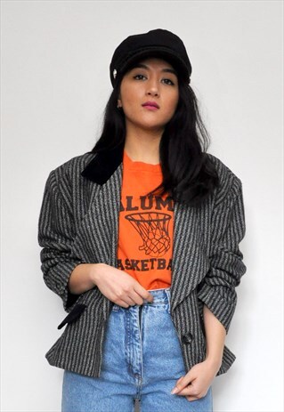 90S STRIPE TWEED OVERSIZED BLAZER