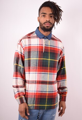MENS VINTAGE PULLOVER FLANNEL SHIRT MEDIUM MULTI 90S
