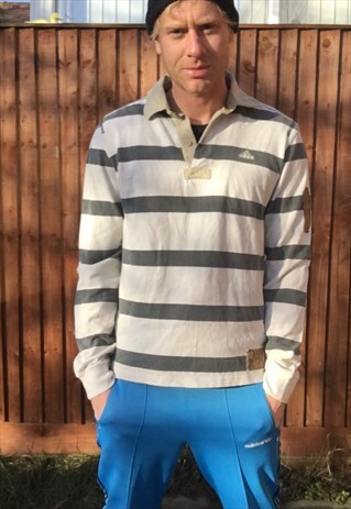 VINTAGE ADIDAS STRIPED SHIRT COLLEGE L/S COTTON PREPPY