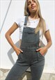 Long Dungarees in Faded Black