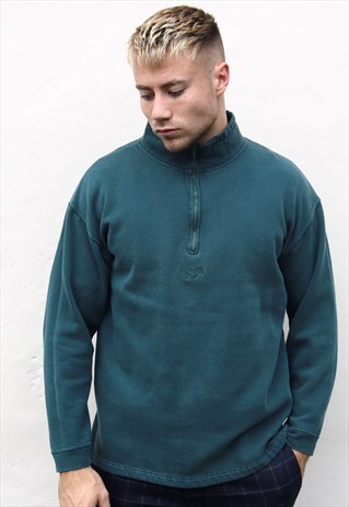FOREST GREEN REEBOK QUARTER ZIP SWEATSHIRT