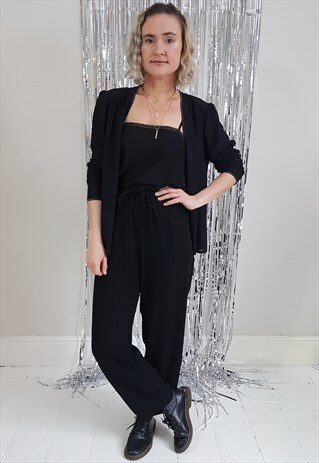 VINTAGE 70'S BLACK AND GOLD VEST AND MATCHING SHEER JACKET