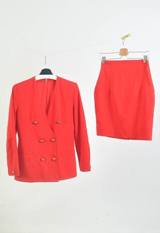 VINTAGE 90S co-ordinates jacket and skirt suit in red