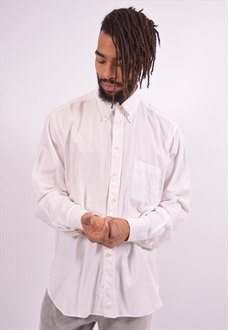 AQUASCUTUM MENS VINTAGE SHIRT XL WHITE 90S