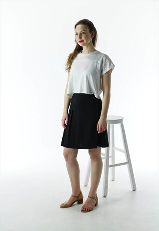BLACK PLEATED SKIRT / WRAP SKIRT / COLLEGE SKIRT
