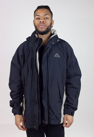 VINTAGE 90'S KAPPA BLACK SHELL JACKET
