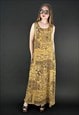 90'S VINTAGE LADIES BOHO BROWN SLEEVELESS MAXI DRESS