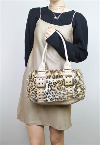 LEOPARD PRINT FAUX FUR HANDBAG