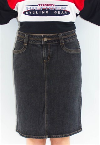 VINTAGE HIGH WAIST DENIM PENCIL SKIRT