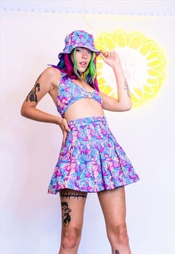 Mushroom Rainbow Tennis Skirt Rave Party Festival
