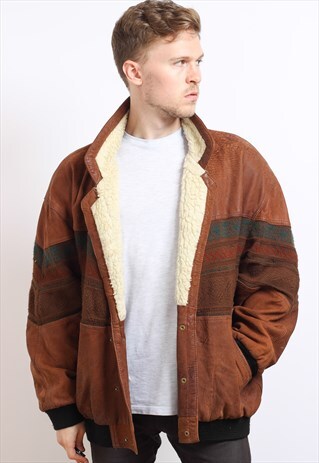 VINTAGE AZTEC NAVAJO FLEECE LINED JACKET