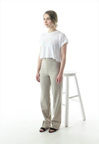 PLEATED BEIGE PANTS / SUMMER HIGH WAISTED PANTS