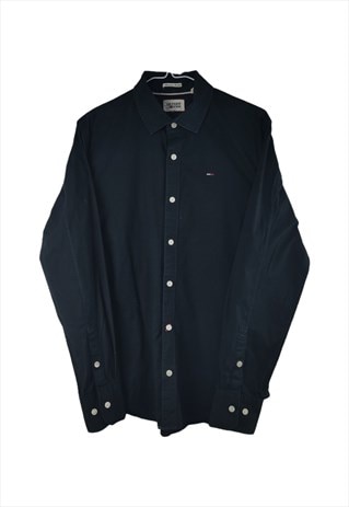 VINTAGE TOMMY HILFIGER PLAIN SHIRT IN BLACK M