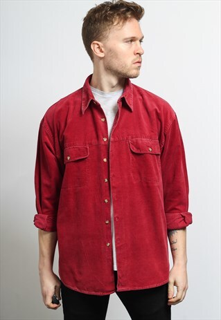 VINTAGE CORDUROY CORD SHIRT RED