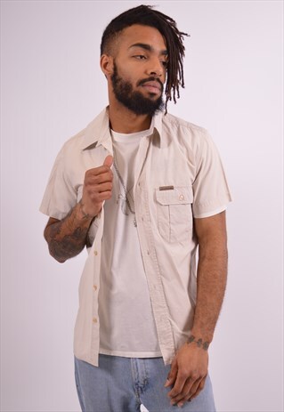 CALVIN KLEIN MENS VINTAGE SHIRT SMALL BEIGE 90S