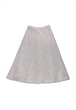  Vintage beige A-line midi skirt