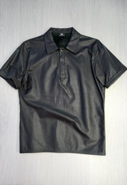 00's Expectations Shirt Black Leather Short Sleeve