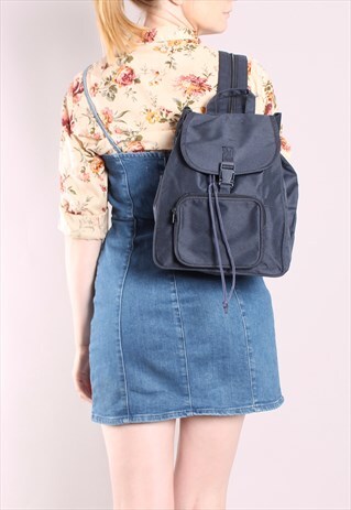 VINTAGE 90S BLUE CANVAS BACKPACK BAG