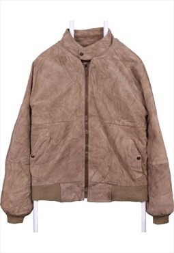 Vintage 90's London Fog Leather Jacket Full Zip Up Beige