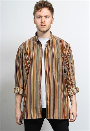 VINTAGE CORDUROY CORD STRIPE SHIRT