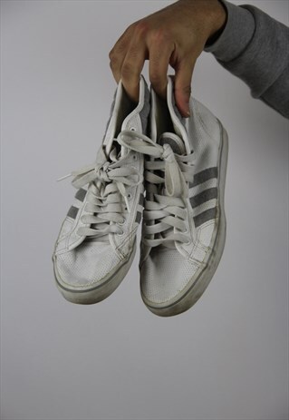 VINTAGE ADIDAS WHITE 90'S HIGH-TOP TRAINERS