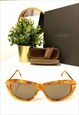  GUCCI GG 2152/S OVERSIZED AMBER AND GOLD SUNGLASSES.