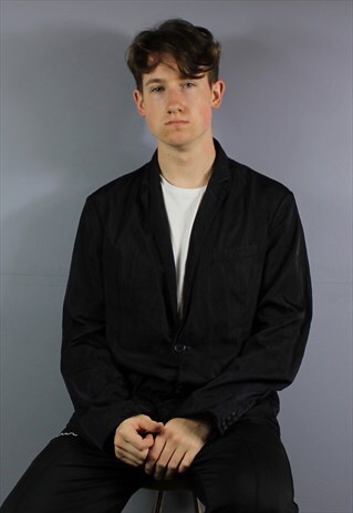 VINTAGE PRADA THIN BLAZER JACKET IN BLACK WITH ENGRAVED BUTT