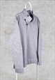 FAT FACE GREY SWEATSHIRT 1/4 BUTTON ELBOW PATCHES LARGE