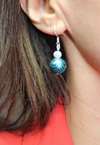 TURQUOISE SNAKE SKIN PRINT EARRINGS